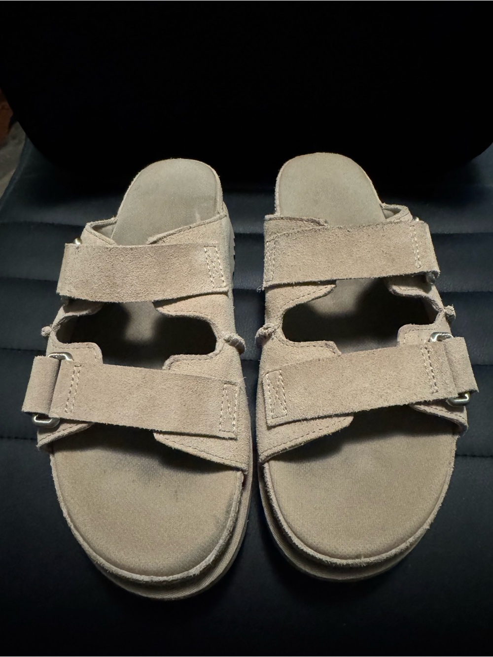 UGG Tan Suede Double-Strap Slide Sandals